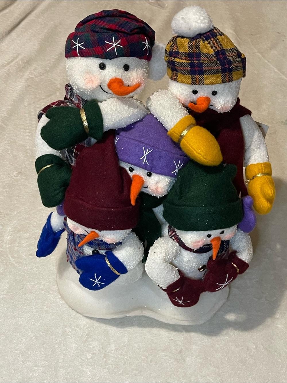 Vintage 2000 Trendmasters Inc 13" Spun Cotton Christmas Snowman Family of 5